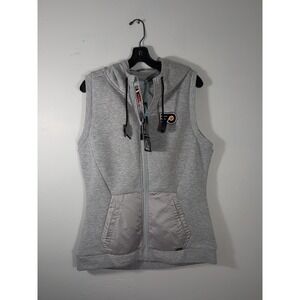 NWT Womens Philadelphia Flyers Premium Gray Winter Weight Logo Hooded Vest XL